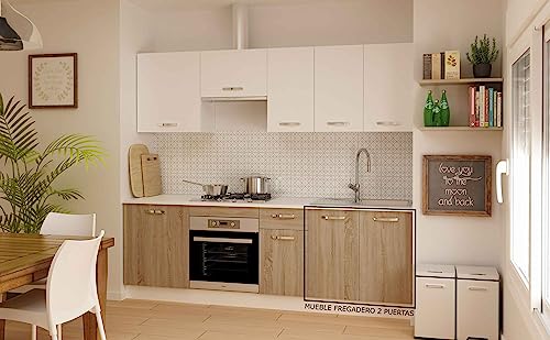 HOGAR24 ES - Mueble Bajo Fregadero 2 Puertas Color Roble Cortez, Medidas: 85 x 80 x 58 cm - imagen 2