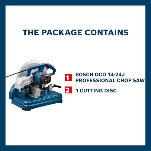 Image of Bosch GCO 14-24 J Heavy Duty Corded Electric Metal Cut Off / Chop Saw, 2,400W, 355 mm, Soft Start, Spindle Lock, Robust Base, 18 Kg + 1 Bosch cutting disc, 1 Year Warranty