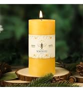 Natural Beeswax Pillar Candles,100% Pure Beeswax Candles-95 Hours Long Burning,Unscented Bees Wax...