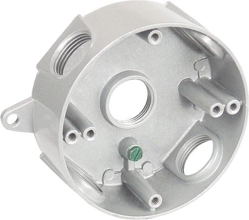Sealproof 5 Hole 3/4-Inch Holes Weatherproof Round Electrical Outlet Box with 5 Outlet Holes, 3/4" Dia, UL Listed, Gray