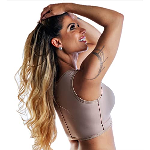 Sutiã Pós-Cirúrgico com Alça Regata para Mamoplastia e Mastectomia - Cód. 60109 - New Form (G, Bege)