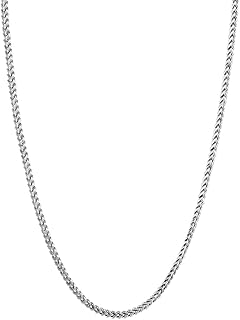 925 Sterling Silver Rhodium Plated Solid 2MM Franco Square Box Chain Necklace for Women & Men-Made In Italy Comes with a Gift Box