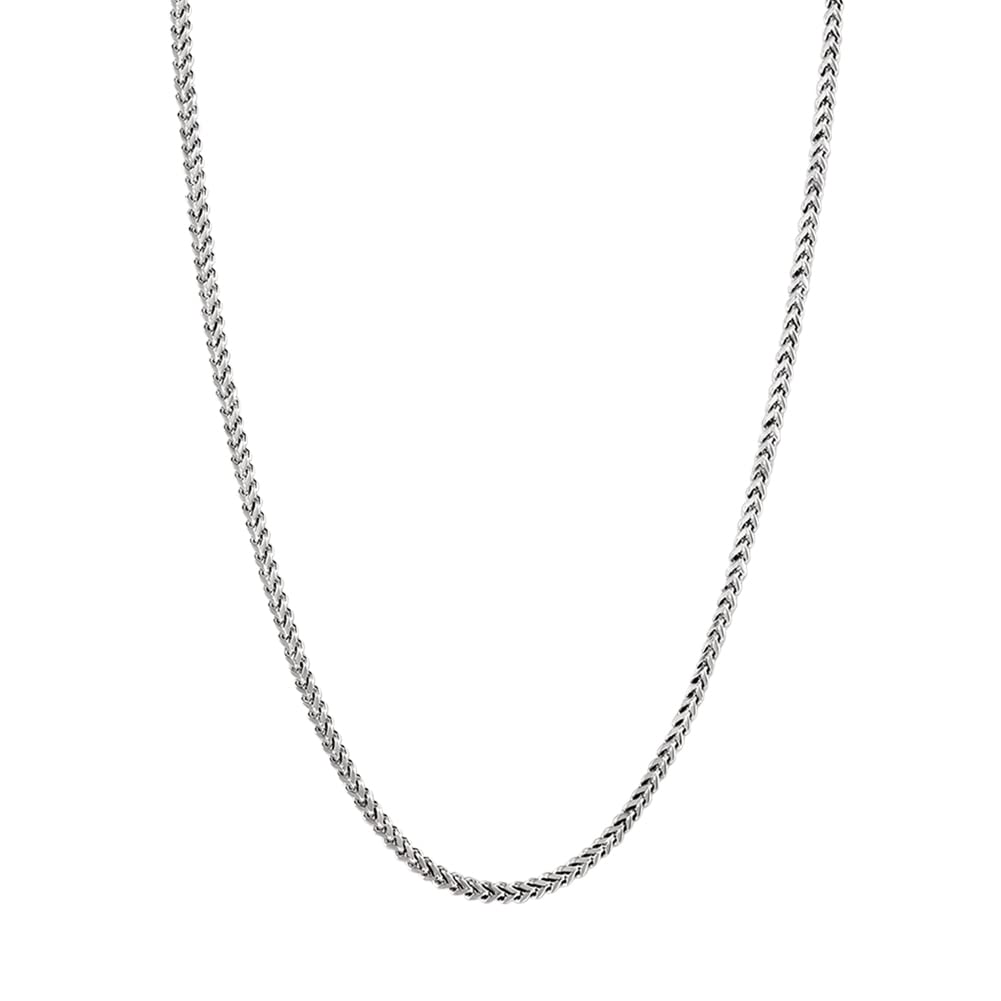 Savlano925 Sterling Silver Rhodium Plated Solid 2MM Franco Square Box Chain Necklace for Women & Men-Made In Italy Comes with a Gift Box