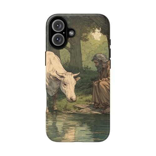 Coque iPhone 16 Plus mate motif vache blanche finition rigide