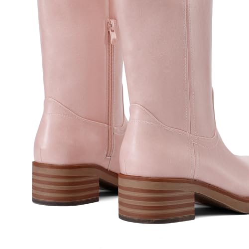 Image of DREAM PAIRS Women's Square Toe Platform Chunky Block Heel Knee High Riding Boots