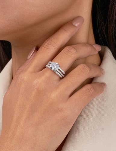 IMOLOVE Moissanite Wedding Band for Women, 0.42CT D Color VVS1 Moissanite, Half Eternity Band, Stackable Promise Ring for Engagement, Anniversary, Proposal Size 6.5 — view 5
