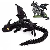 Afufu 30cm 3D Gedruckter Drache mit Augen & Flügeln, Geheimnisvolle Realistische Drachen Figuren für Kinder Erwachsene, Flexibler Gelenkdrache Drachen Deko, Fidget Spielzeug Ostern Geschenkidee