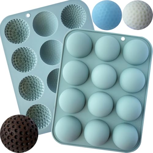 Golf Ball Chocolate Mold, 2Pcs Silicone Golf Ball Mold for