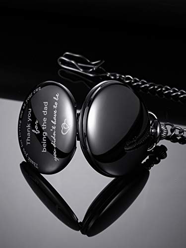 Montre poche à quartz pour beau-père avec cadran noir rétro - 3