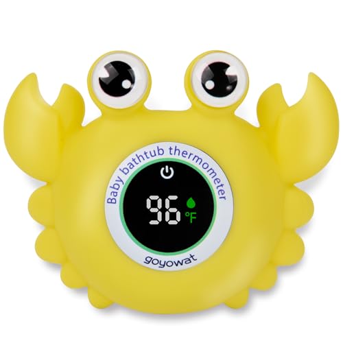 Image of Baby Bath Thermometer Crab Toy - Digital Floating Water Thermometer with LED Display & Color Alerts for Infants, Cute Bath Tub Sensor & Safe Bath Time Essential Toy