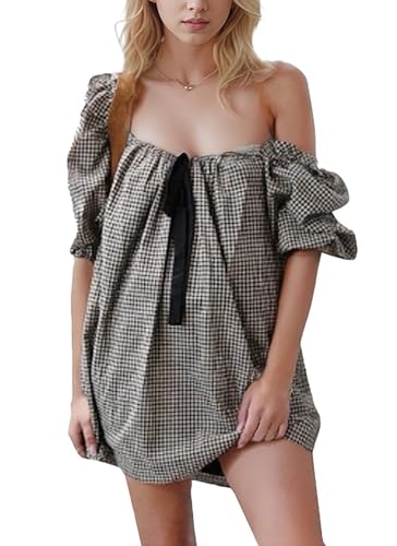 Robes courtes boho à manches longues bouffantes et style nuisette fluide