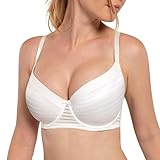 DORINA Carmen Light Padded Everyday Bra Supportive Underwire Balcony Balconette 3/4 Cup Demi T-Shirt Bra for Curves Women(32D-44D) D17143 Ivory -38C