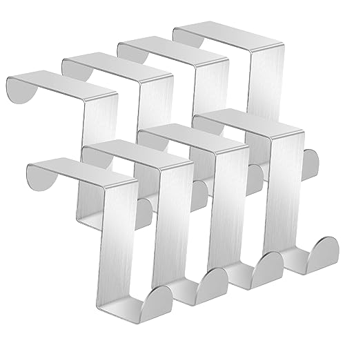 flintronic Over Door Hooks, 8PCS Heavy-Duty Over Door Hanger, Stainless Steel Coat Hooks Wall Mounted for Doors Bedroom
