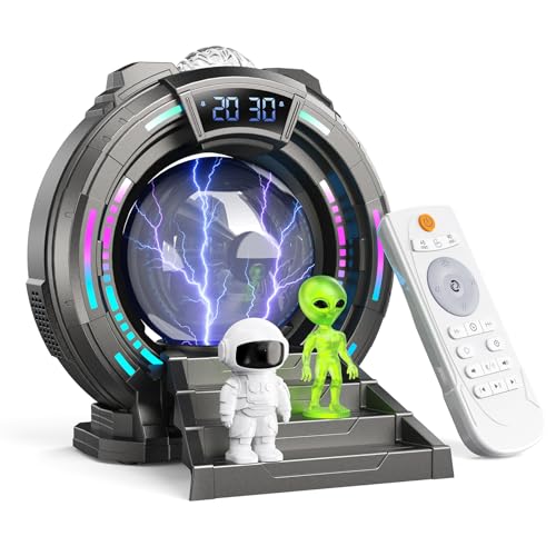 Gleesfun Galaxy Northern Lights Projector Plasma Ball, Night Light Aurora Projector for Kids with White Noise Alarm Clock, Kids Room Decor with Music, for Boys Teens