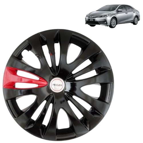 Image of PRIGAN Altis (G Model Only) Black Red 15 Inch Wheel Cover for Toyota Altis (Set of 4 Pcs) (Press Fitting) Model- Ertiga T1 BRed 15