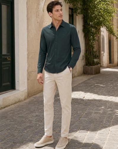 Image of Nobero Everyday Comfort Shirt for Men | Cotton Shirts for Men in 205 GSM Plated Interlock | Stand Collar | Regular Fit | Full Sleeve