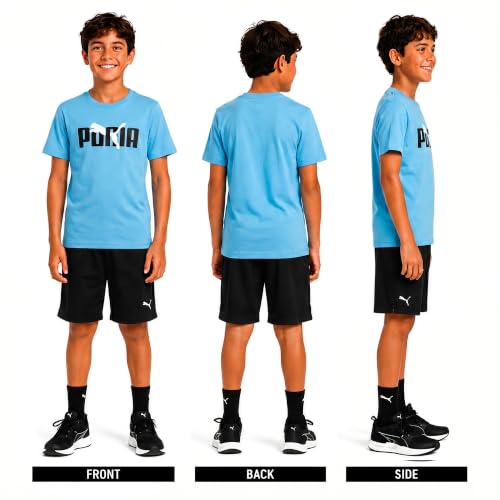 Image of PUMA Boys T-Shirts Athletic Crewneck Short Sleeve Tees (Sizes S-XL) | Soft Breathable Cotton Blend, Comfortable Casual Fit, Great for School, Play & Everyday Wear