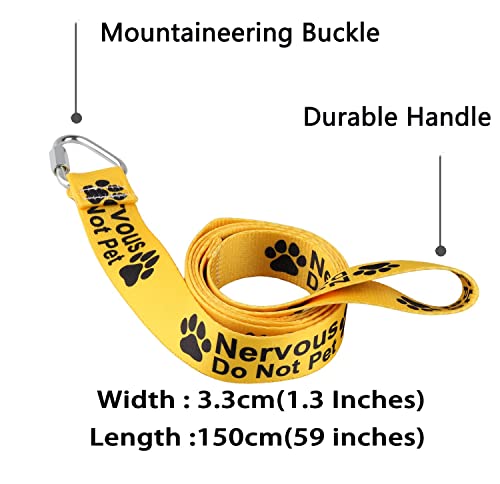 LEVLO Funny Dog Leash Nervous Do Not Pet - Cat & Dog - Yellow - 59 Inches, Nervous Do Not Pet-YE - Image 2