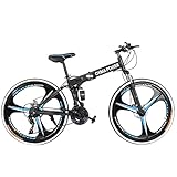 Folding Bike Mountain Bikes Adult Bike Trek Bike Dual Suspension High Carbon Steel 21 Speed Mountain Bike Disc Brakes 26 Inch Mountain Bike Men/Women Cruiser Bike (Blue)