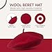 Red French Wool Beret Hat - Classic Stretchable - One Size Fits Most - Solid Color - Stylish Chic Parisian