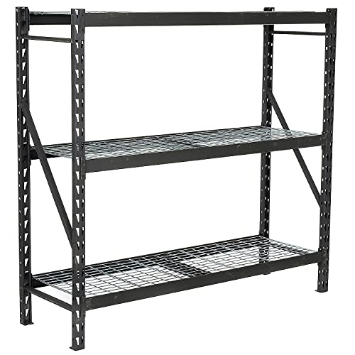 Heavy Duty Storage Rack with Wire Decking, Black, 77