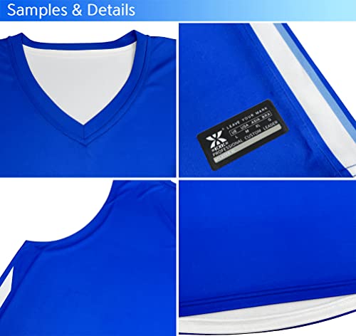 KXK Men's Blank Reversible Basketball Jersey Team Uniform Athletic Hip Hop Basketball Shirts S-4XL Blue/White - Thumbnail 4