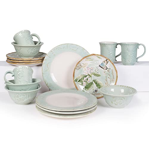 Fitz-Floyd-Fitz-and-Floyd-Toulouse-Green-16-Piece-Dinnerware-Set-Service-For-4-Green Fitz Floyd Fitz and Floyd Toulouse Green 16 Piece Dinnerware Set Service For 4 Green