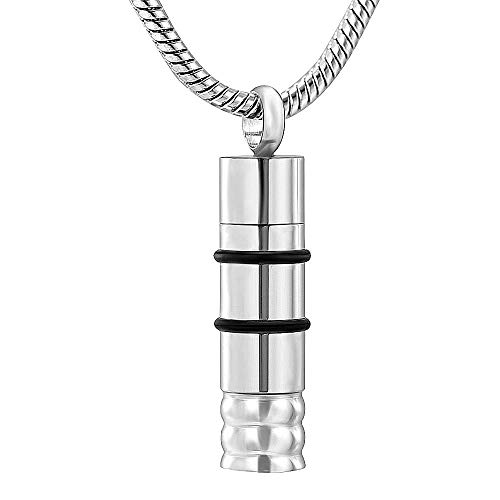 Preisvergleich Produktbild Urnen Anhänger Edelstahl Zylinder Parfüm Flasche Anhänger Feuerbestattung Andenken Schmuck Für Männer Frauen - Edelstahl Memorial Urne Halskette Einäscherung Asche Anhänger Andenken
