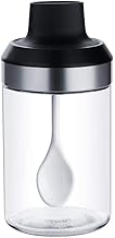 VENTRICE Multipurpose Transparent Spice Jar with Built-In Spoon | Airtight Glass Container with Stainless Steel Lid for Salt, Sugar, Coffee, Tea & More | Kitchen Storage Canister – 350ml Capacity