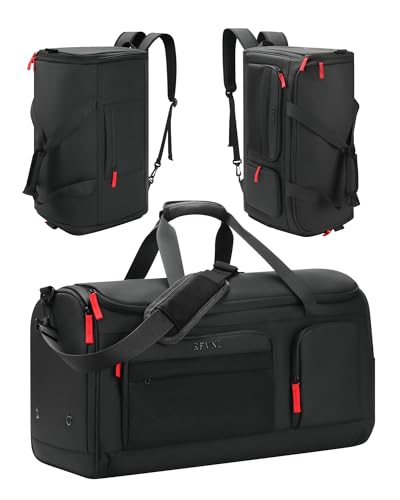 Large 3 In 1 Waterproof Garment Duffle Bags for Travel with Shoe Compartment, Mens Carry On Convertible Garment Bags for Travel Combo with Wet Compartment, Suit Bag Travel for Men and Women (black)