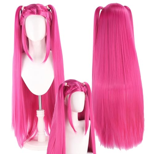 Softwolf Purple Pink Wig for Women and Girl Hot Pink