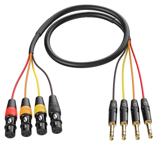 smbiutoofe 4 Channel XLR Female to 1/4 Snake Cables 3ft, 6.35mm TRS to XLR Microphone Cable Stereo...