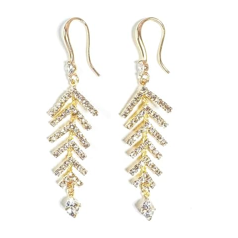 SinglinArt Rhinestone Dangle Earrings for Women Gold Trendy Modern Jewelry Cover