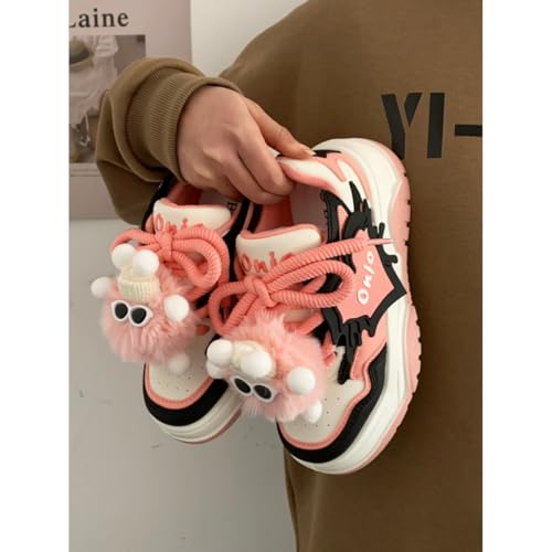 Cute Heart Platform Shoes, Pink Chunky Sneakers, Thick Soled Shoes for Women Outdoor Walking, Cartoon Decor Aesthetic Shoes4