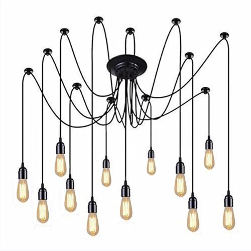 Lámpara araña blanca de 12 luces ajustable DIY con cable largo de 79 pulgadas 2