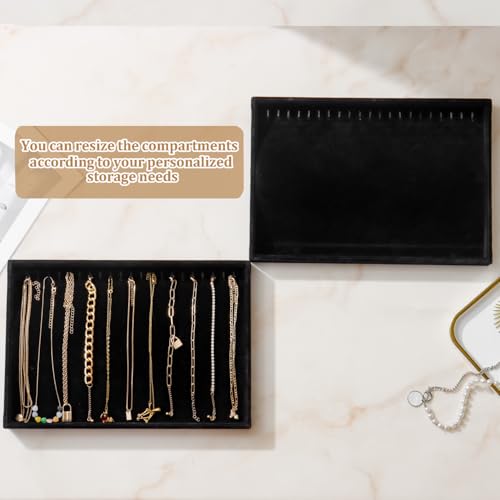 Image of Large Velvet Jewelry Tray Display Drawer Inserts 2 Pack