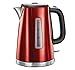 Russell Hobbs Hervidor de Agua Eléctrico Luna Solar Red - 1,7 litros, 2400 W, Filtro Extraíble, Zona de Ebullición Rápida, Base de 360°, Indicador Nivel de Agua, Acero Inoxidable, Rojo - 23210-70