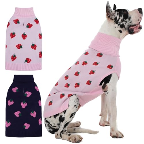 IECOii 2 Pack Big Dog Sweater for Large Dogs Girl Boy, Cable Knit Sweater for Extra Large Size Dogs,Snug & Good Stretchy Fit for Giant Breeds Doberman,Great Dane Sweaters,Burgundy + Grey, 4X