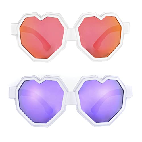 Image of laureles 2Pack Heart Shaped Goggle Y2K Sunglasses Women Fashion One Piece Oversized Love Sun Glasses Men