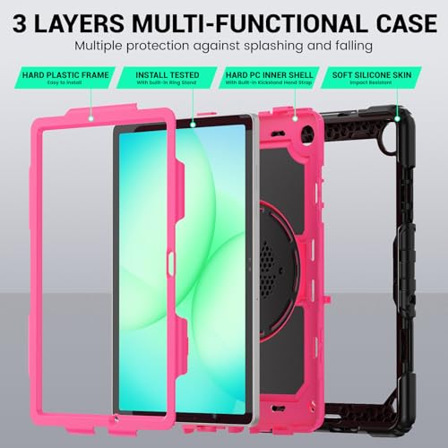 Funda antitirones Samsung Galaxy Tab A11 Plus con protector de pantalla y soporte giratorio 360 7