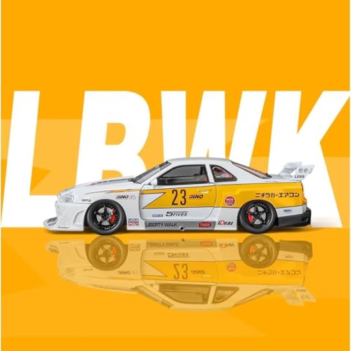 Image of 1:24 Scale Nissaan Skyline GTR-S15 Model Alloy Metal Toy car for Kids with Openable Doors & Light, Music Toy Vehicle for Kids (Nissaan Skyline GTR S15 (Yellow))