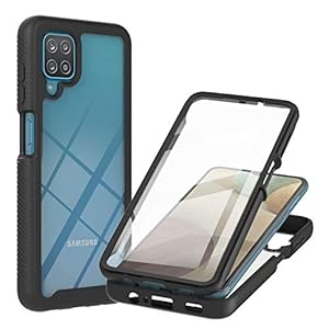 Lijc Hoesje voor Samsung Galaxy A12 Ingebouwd PET Scherm Beschermer 360°Volledige Lichaam Slim ArmorPantserkoffer…