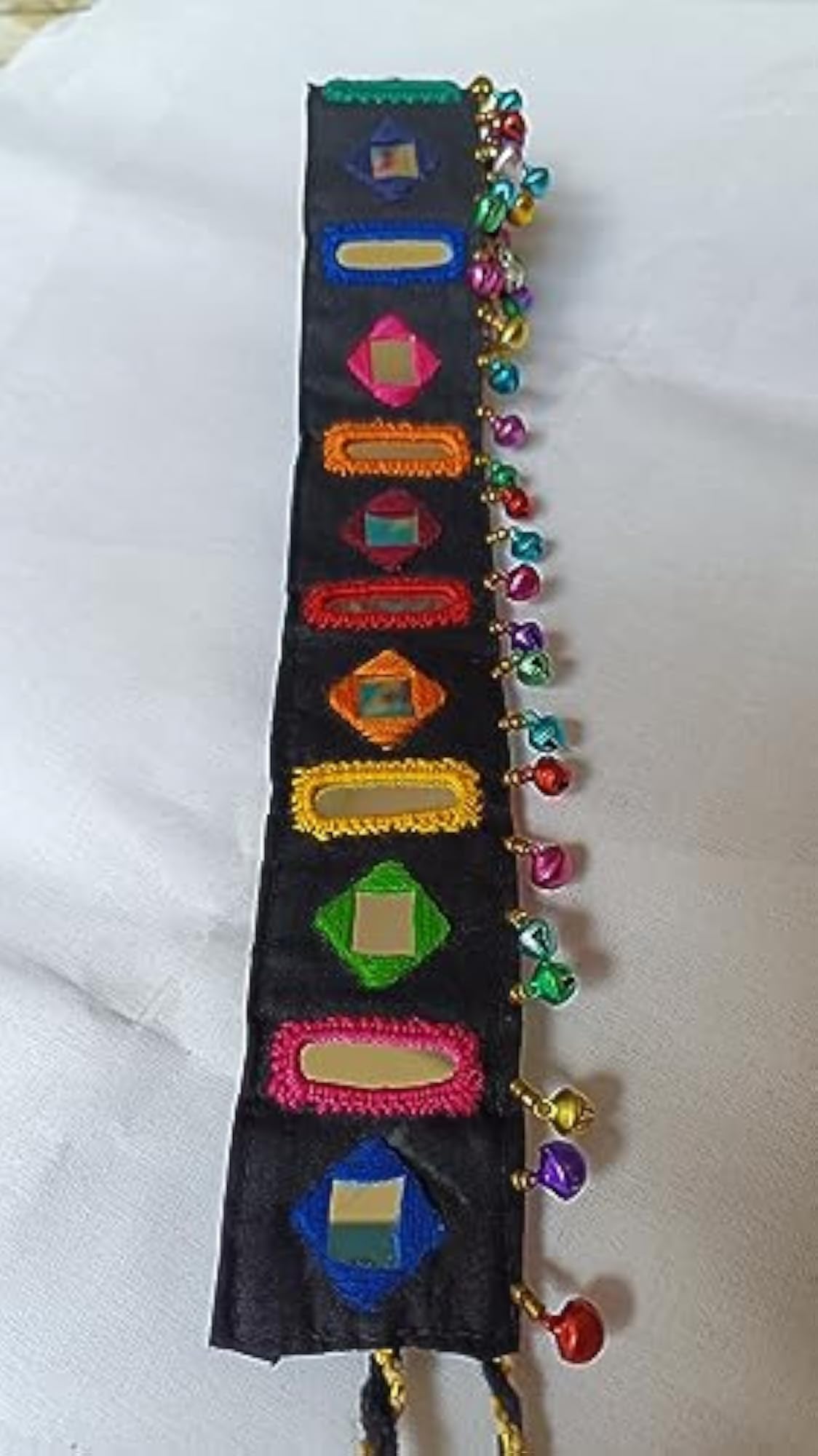 Handmade Multicolor Mirror Work Kamrbandh with Ghughari Latkan