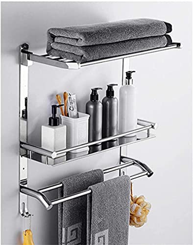 Rail de serviette multi-serviette avec étagère murale en acier inoxydable robuste
