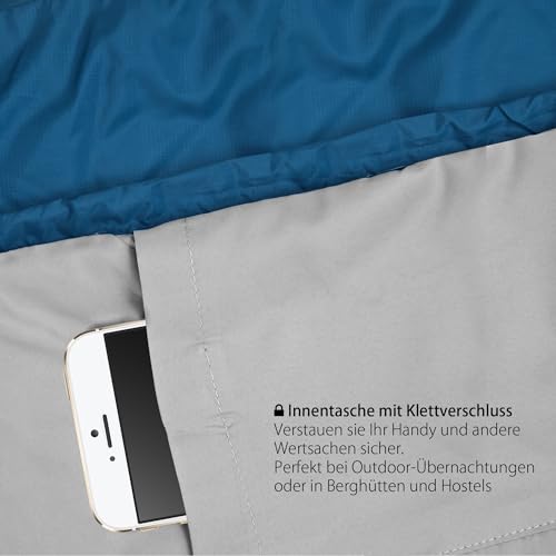 Miniatura 7 de Outdoro Saco De Dormir Ultraligero Se Guarda En Poco Espacio Ligero, Fino Y Cálido Saco De Dormir Ideal Para Verano, Tipo Momia, Para Hombre, Mujer, Adultos, Azul