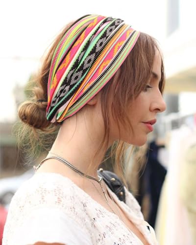 Image of DRESHOW 4 Pack Turban Headbands for Women Wide Vintage Head Wraps Knotted Cute Hair Band Accessories