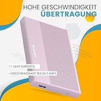 SUHSAI 1 TB Externe Festplatte USB 3.0 für Gaming – Pink – Ansicht 3