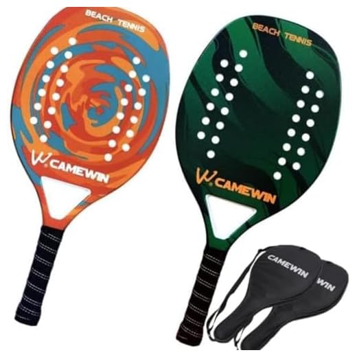 Kit 2 Raquetes Beach Tennis Profissional de Fibra de Carbono Ultra Leve (Verde-Laranja)