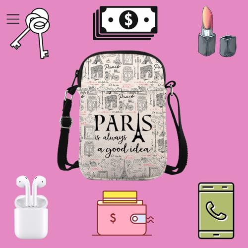 TSOTMO Paris Travel Gift Paris City Skyline Paris Is Always A Good Idea Zipper Pouch Crossbody Bag Paris Gift for Sister Mom3