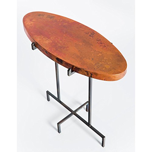 Oval Occasional Accent Table With Hammered Copper Top #TOP1